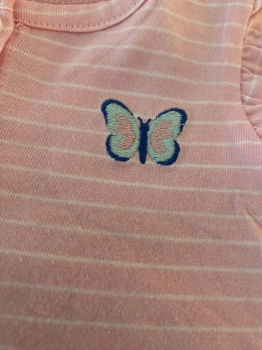 Carter's Baby Girl 9M 2-Piece Striped Pink Dress and Butterfly Print Romper Set